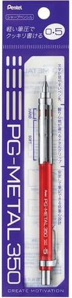 Pentel Mechanical Pencil PG-METAL350 0.5mm, Clear Red, XPG315-TB, Packed