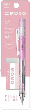 Tombow Mechanical Pencil MONO graph, 0.5mm, Clear Pink with MONO Eraser Set, PPA-241E