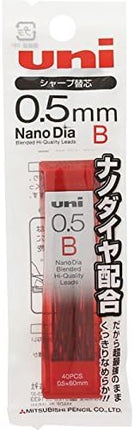 uni Mitsubishi Pencil Mechanical Pencil Lead Refill Nano Dia 0.5mm B , Packed, U05202ND1PB