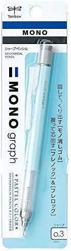 Tombow Mechanical Pencil MONO graph 0.3 Pastel Color, 0.3mm, Ice Blue, DPA-137A, Set of 10