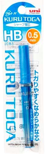 uni Mitsubishi Pencil Mechanical Pencil Lead Refill for Kuru Toga 0.5mm HB Blue, Packed, U052031PHB33