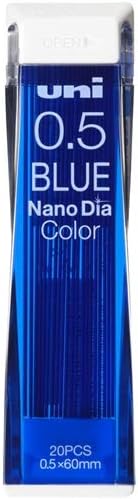 uni Mitsubishi Pencil Mechanical Pencil Lead Refill Nano Dia Color 0.5mm Blue, U05202NDC.33, Set of 5