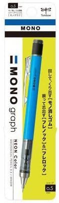 Tombow Mechanical Pencil MONO graph 0.5 Neon Color, 0.5mm, Neon Blue, DPA-134A, Set of 10