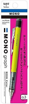 Tombow Mechanical Pencil MONO graph 0.3 Neon Color, 0.3mm, Neon Yellow, DPA-135C