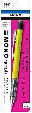 Tombow Mechanical Pencil MONO graph 0.3 Neon Color, 0.3mm, Neon Yellow, DPA-135C, Set of 5