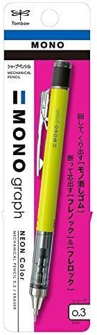 Tombow Mechanical Pencil MONO graph 0.3 Neon Color, 0.3mm, Neon Yellow, DPA-135C, Set of 5