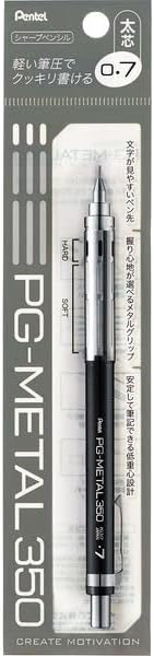 Pentel Mechanical Pencil PG-METAL350 0.7mm, Black, XPG317-A, Packed