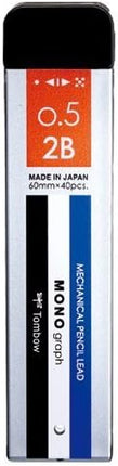Tombow Mechanical Pencil Lead Refill MONO graph MG 0.5mm 2B, R5-MG2B01, Set of 10