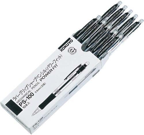 KOKUYO Mechanical Pencil Power Fit, 0.5mm Black, PS-100D, 10 Pieces