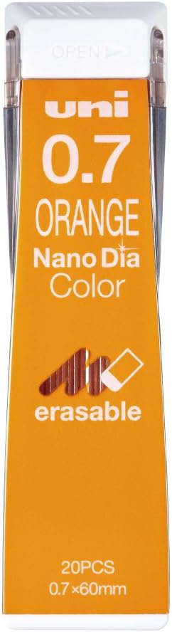 uni Mitsubishi Pencil Mechanical Pencil Erasable Color Lead Refill Nano Dia Color 0.7mm Orange, 10 Pieces, U07202NDC.4