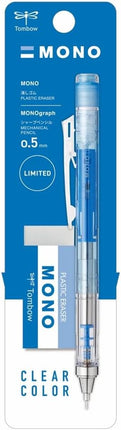 Tombow Mechanical Pencil MONO graph, 0.5mm Clear Blue with MONO Eraser Set, PPA-241B