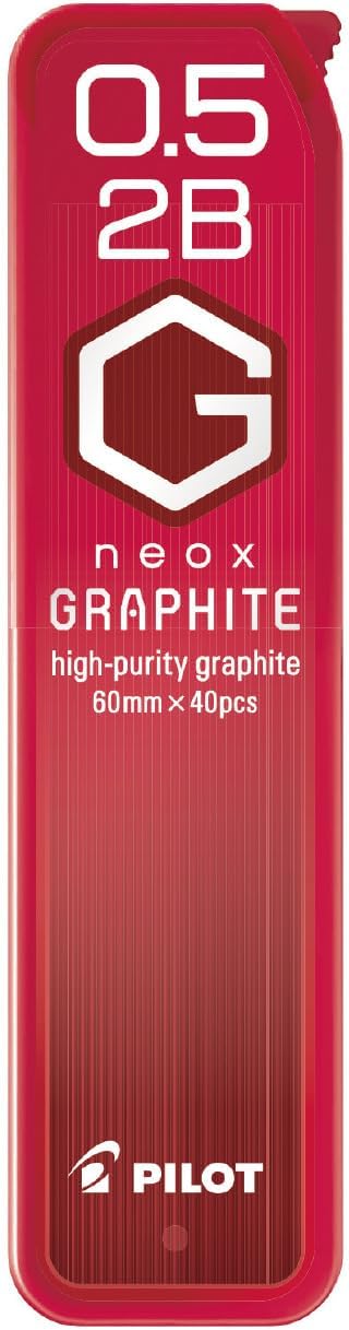 PILOT Mechanical Pencil Lead Refill neox GRAPHITE 0.5mm 2B, 10 Pieces, HRF5G2002B
