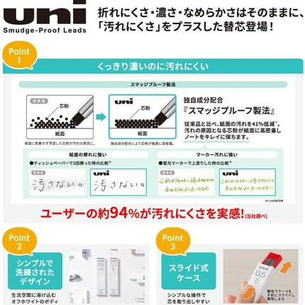 uni Mitsubishi Pencil Mechanical Pencil Lead Refill uni Smudge-Proof Lead 0.3mm B, 3 Pieces Pack, ULS03253PB, Set of 10