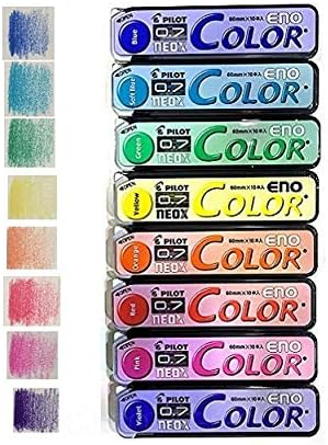 PILOT Color Eno Mechanical Pencil Lead Refill 0.7mm 8-Color Set, HRF7C-20