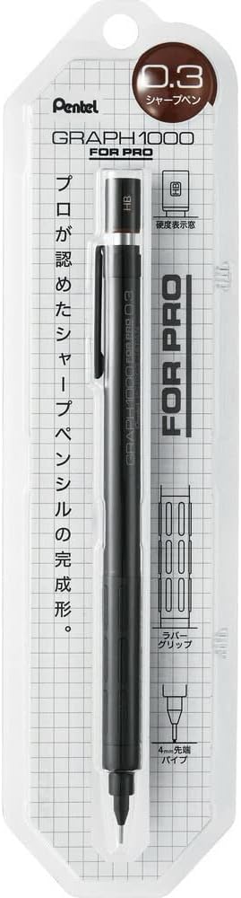 Pentel Mechanical Pencil Graph 1000 For Pro 0.3mm, XPG1003-1N, Packed, Set of 3