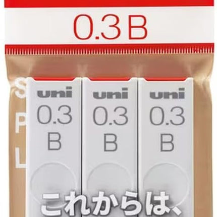 uni Mitsubishi Pencil Mechanical Pencil Lead Refill uni Smudge-Proof Lead 0.3mm B, 3 Pieces Pack, ULS03253PB, Set of 10
