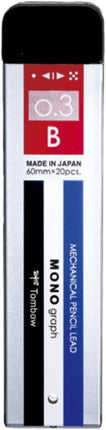 Tombow Mechanical Pencil Lead Refill MONO graph MG 0.3mm B, R3-MGB01, Set of 10