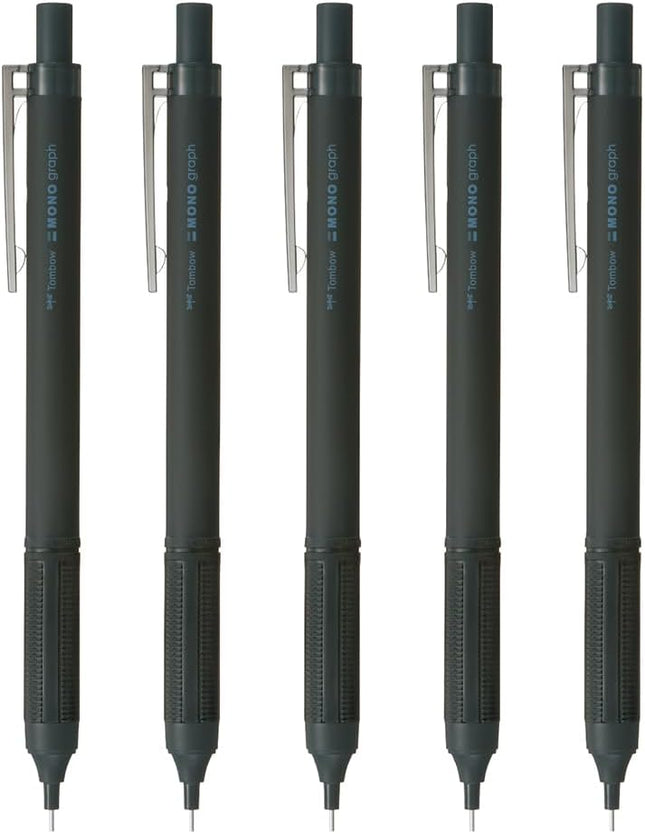 Tombow Mechanical Pencil MONO graph Lite 0.5, 0.5mm, Full Black, 5 Pieces, SH-MGL14-5P