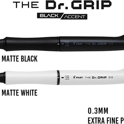 PILOT Mechanical Pencil THE Dr.GRIP BLACK ACCENT, 0.3mm, Matte White, HTDGB-13-MW