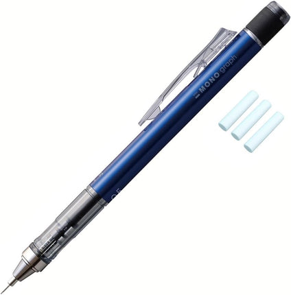 Tombow Mechanical Pencil MONO graph 0.5, 0.5mm, Blue, with Refill Erasers, PCC-231DAZ