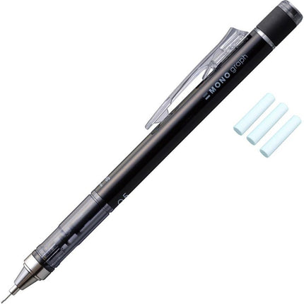 Tombow Mechanical Pencil MONO graph 0.5, 0.5mm, Black, with Refill Erasers, PCC-231BAZ