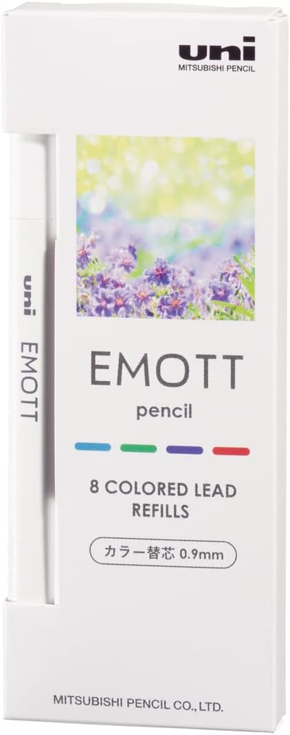 uni Mitsubishi Pencil Mechanical Pencil Lead Refill EMOTT pencil 0.9mm 4 Colors No.1 Refresh Color, ULE09MIX.NO1