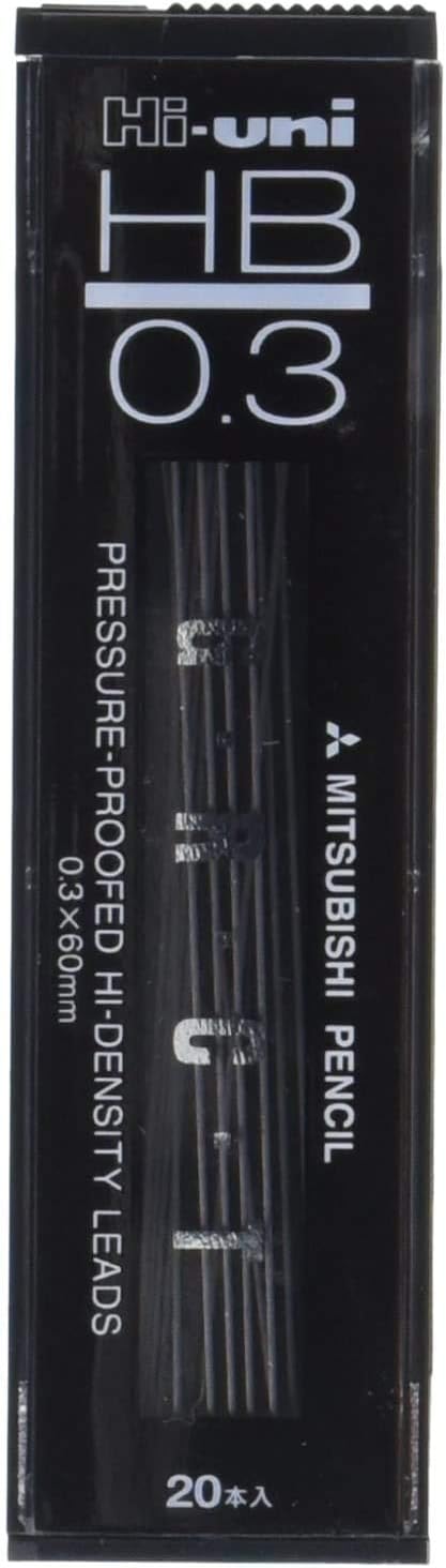 uni Mitsubishi Pencil Mechanical Pencil Lead Refill Hi-uni 0.3mm HB, HU03300HB, Set of 7