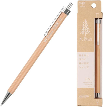Tombow Mechanical Pencil KIMONOGATARI, 0.5mm, Wooden Shaft, Natural, DHA-151A
