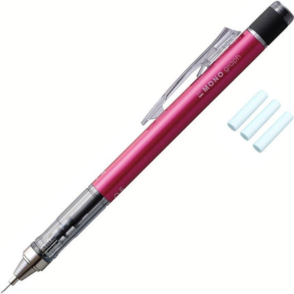 Tombow Mechanical Pencil MONO graph 0.5, 0.5mm, Pink, with Refill Erasers, PCC-231FAZ