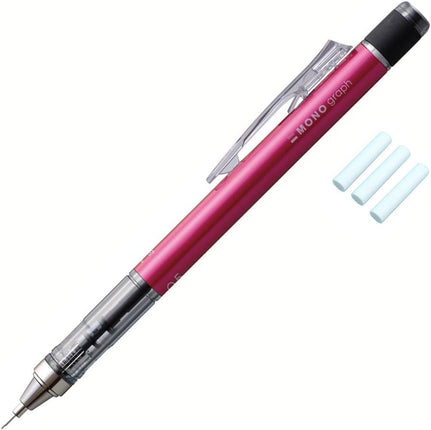 Tombow Mechanical Pencil MONO graph 0.5, 0.5mm, Pink, with Refill Erasers, PCC-231FAZ