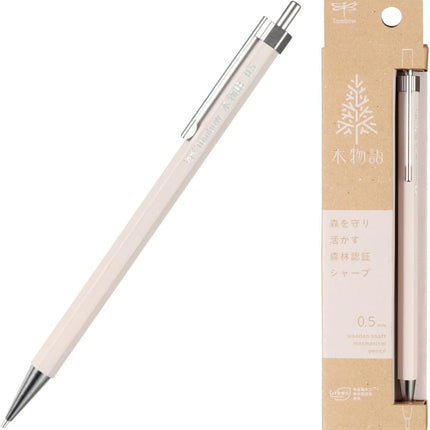 Tombow Mechanical Pencil KIMONOGATARI, 0.5mm, Wooden Shaft, White, DHA-151B