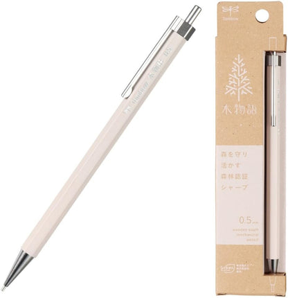 Tombow Mechanical Pencil KIMONOGATARI, 0.5mm, Wooden Shaft, White, DHA-151B