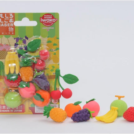 Iwako, Eraser, Fruits, 10 Pieces, Blister Pack, ER-BRI024