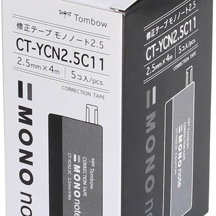 Tombow, Correction Tape, MONO note, 2.5mm, Black, CT-YCN2.5C11 5 Pieces CT-YCN2.5C11-5P