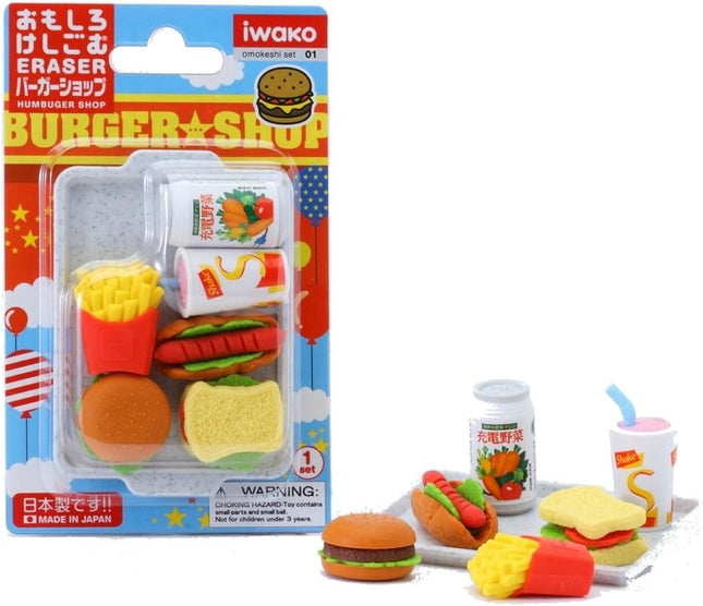 Iwako, Eraser, Humbuger Shop, 10 Pieces, Blister Pack, ER-961099