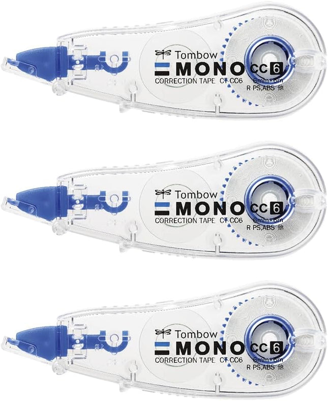 Tombow, Correction Tape, MONO CC, CC5, 6mm, CT-CC6 3 Pieces, KCB-327