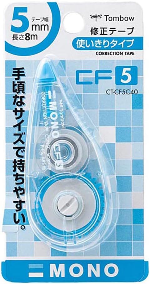 Tombow, Correction Tape, MONO CF, CF5, 5mm, Blue, 10 Pieces, CT-CF5C40-10P