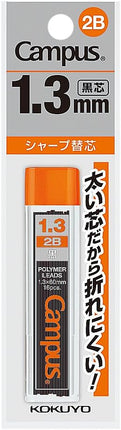 KOKUYO Campus Mechanical Pencil Lead Refill 1.3mm 2B, Packed, PSR-C2B13N-1P