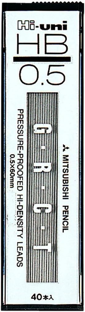 uni Mitsubishi Pencil Mechanical Pencil Lead Refill Hi-uni 0.5mm HB, 10 Pieces, HU05300HB