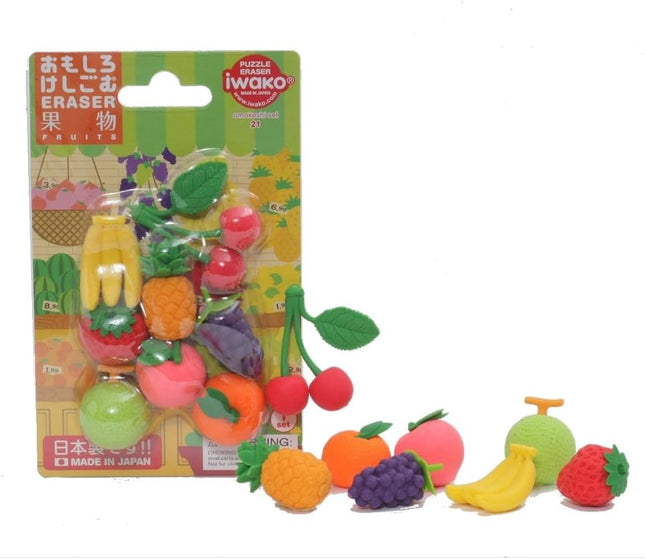 Iwako, Eraser, Fruits, 10 Pieces, Blister Pack, ER-BRI024