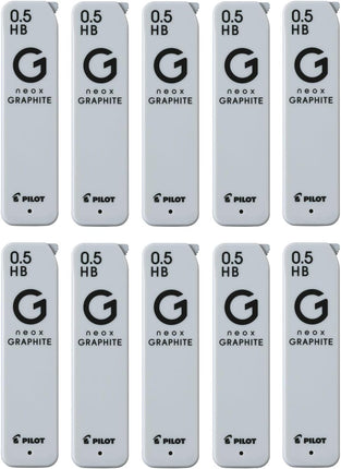 PILOT Mechanical Pencil Lead Refill neox GRAPHITE 0.5mm HB, 10 Pieces, 10HRFG05HB
