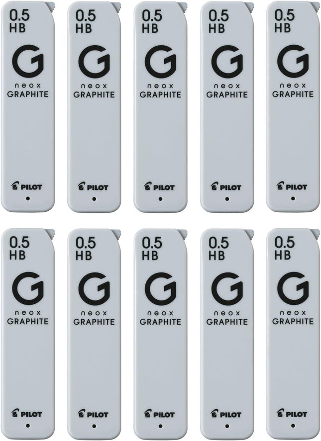 PILOT Mechanical Pencil Lead Refill neox GRAPHITE 0.5mm HB, 10 Pieces, 10HRFG05HB