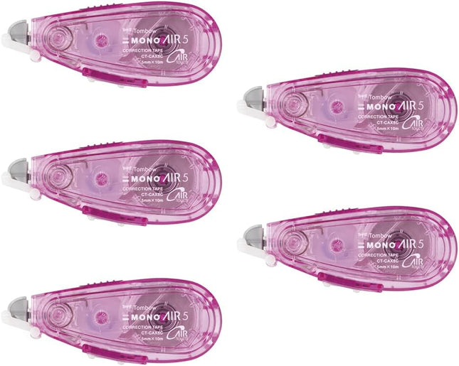 Tombow, Correction Tape, MONO AIR, 5mm, Pink, 5 Pieces, CT-CAX5C80-5P