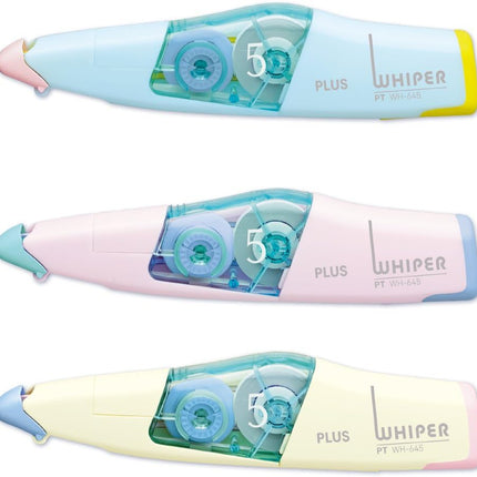 PLUS, Correction Tape, Whiper PT, 5mm, 3 Colors Set (Pale Blue, Pale Pink, Pale Yellow), WH-645, 48-756 48-757 48-758