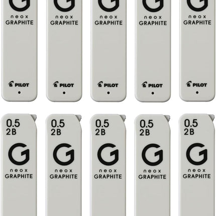 PILOT Mechanical Pencil Lead Refill neox GRAPHITE 0.5mm 2B, 10 Pieces, 10HRFG052B
