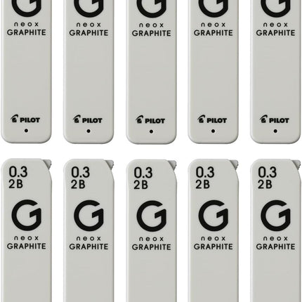 PILOT Mechanical Pencil Lead Refill neox GRAPHITE 0.3mm 2B, 10 Pieces, 10HRFG032B