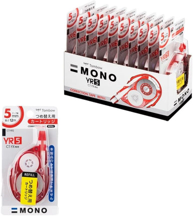 Tombow, Correction Tape, MONO YX Refill Cartridge YR5, 5mm, CT-YR5 10 Pieces, CT-YR5-10P