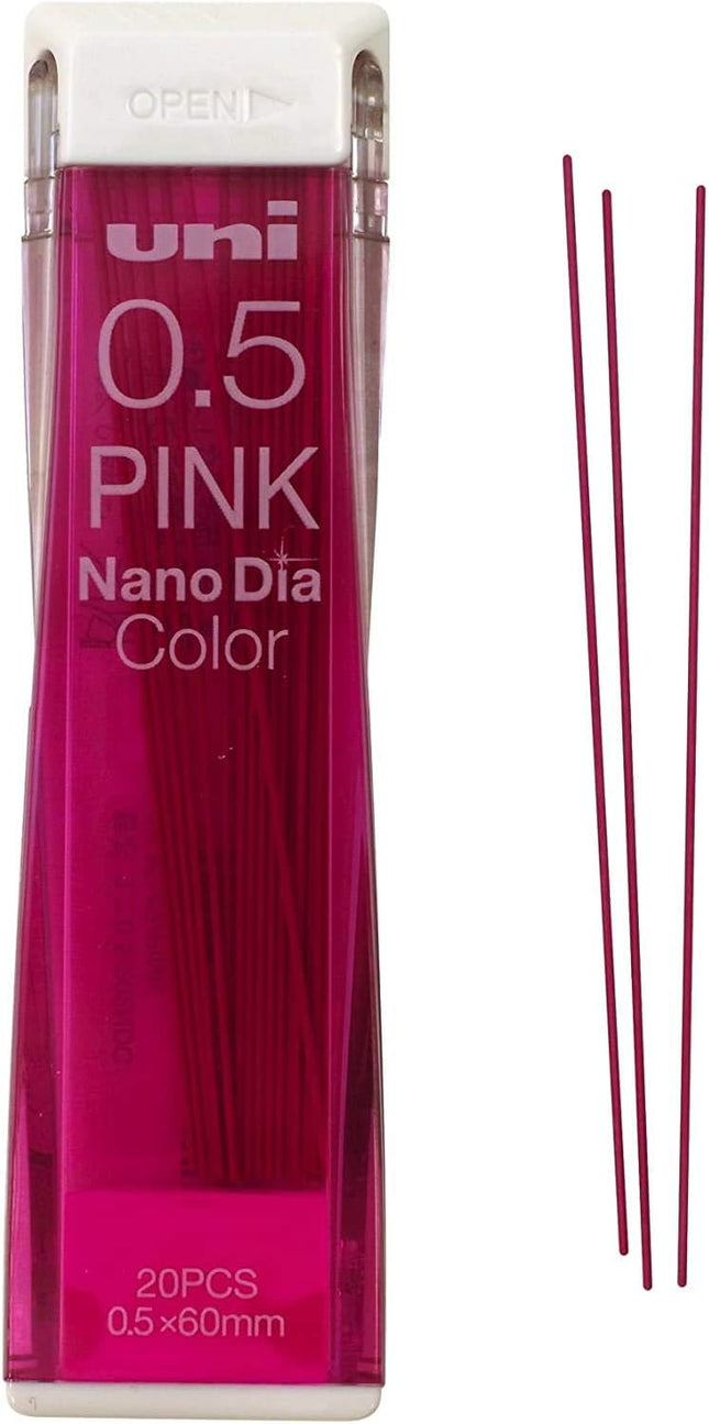 uni Mitsubishi Pencil Mechanical Pencil Lead Refill Nano Dia Color 0.5mm Pink, U05202NDC.13, Set of 2