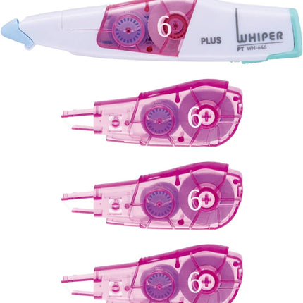 PLUS, Correction Tape, Whiper PT, 6mm, Pale Purple, 1 Unit + 3 Refill Tapes
