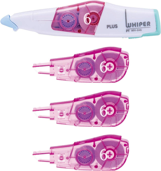 PLUS, Correction Tape, Whiper PT, 6mm, Pale Purple, 1 Unit + 3 Refill Tapes